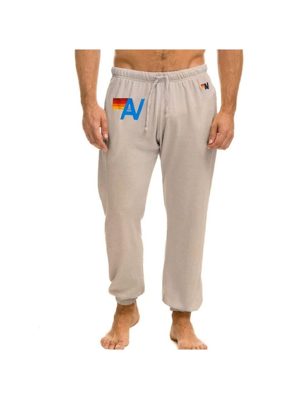 Aviator Nation Mens Medium Logo Sweatpants Sand Tan Lounge Casual Unisex NEW